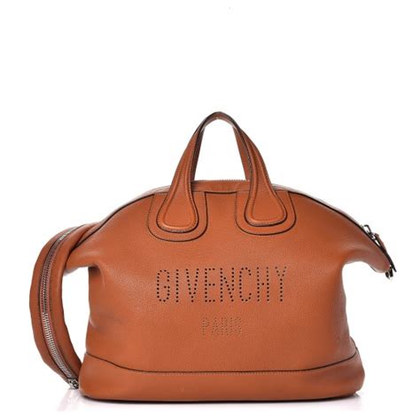 givenchy calfskin perforated large nightingale hazel brown|Givenchy Nightingale Perforated Leather Bag .